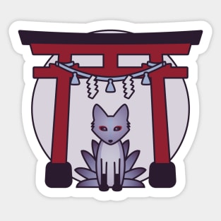 Kitsune Spirit - Fox Visits Shrine in Japan Sticker